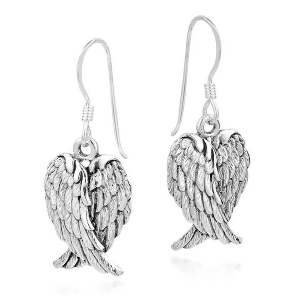 Women Elegant Wings 925 Silver Drop Earrings - Picture 2 of 2